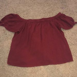 Off the shoulder red top
